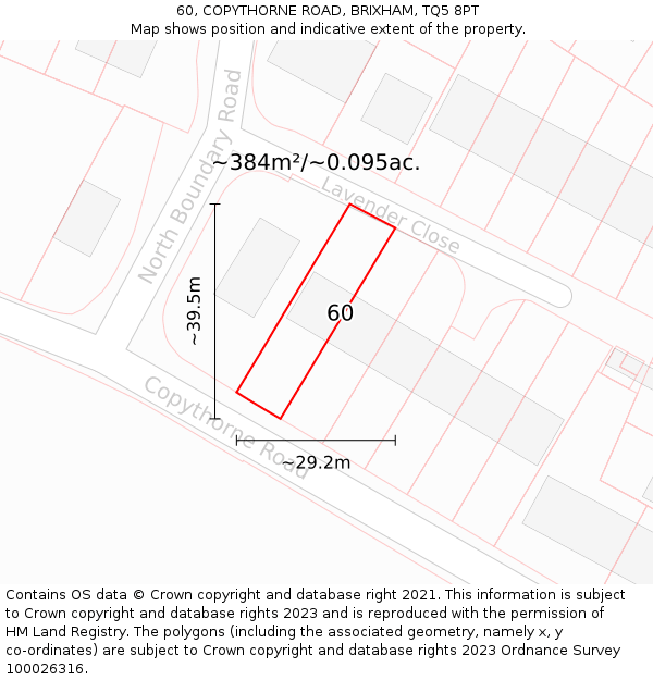 60, COPYTHORNE ROAD, BRIXHAM, TQ5 8PT: Plot and title map