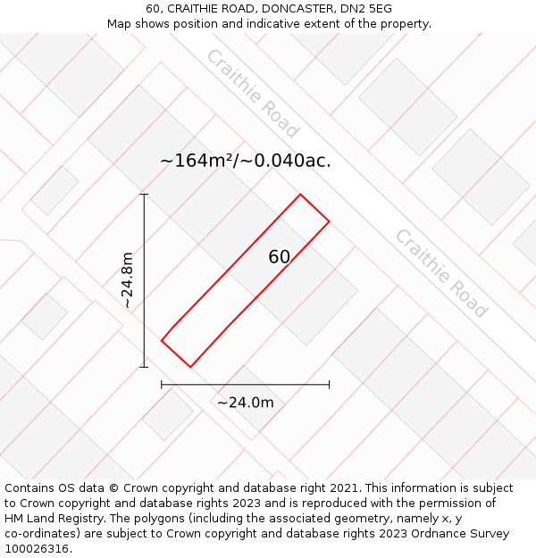 60, CRAITHIE ROAD, DONCASTER, DN2 5EG: Plot and title map