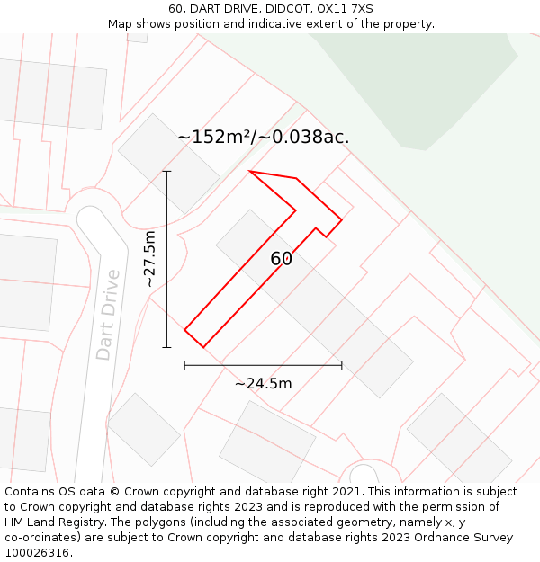 60, DART DRIVE, DIDCOT, OX11 7XS: Plot and title map