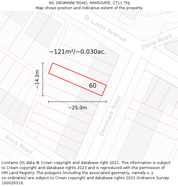 60, DENMARK ROAD, RAMSGATE, CT11 7NJ: Plot and title map
