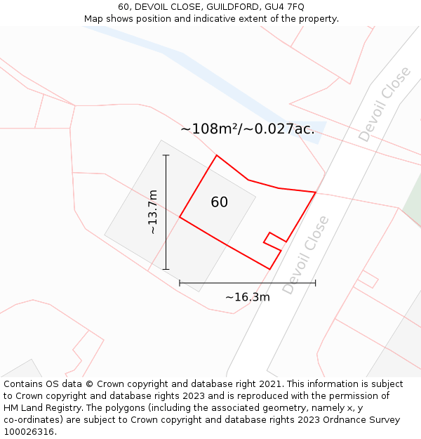 60, DEVOIL CLOSE, GUILDFORD, GU4 7FQ: Plot and title map