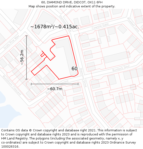 60, DIAMOND DRIVE, DIDCOT, OX11 6FH: Plot and title map