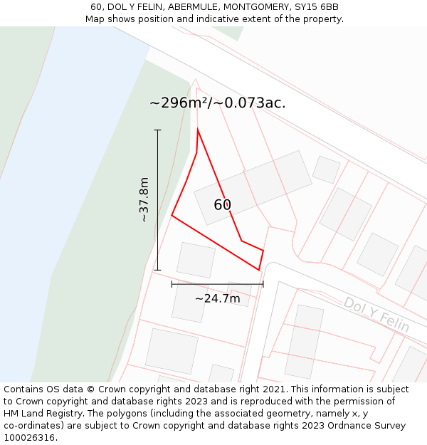 60, DOL Y FELIN, ABERMULE, MONTGOMERY, SY15 6BB: Plot and title map