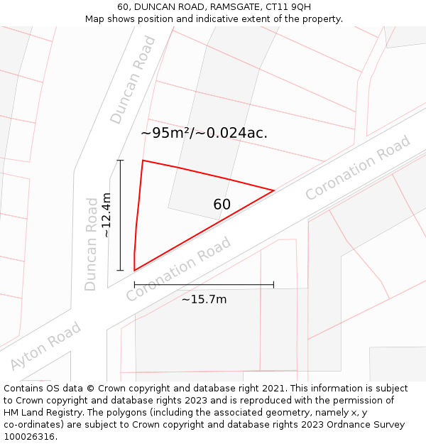 60, DUNCAN ROAD, RAMSGATE, CT11 9QH: Plot and title map