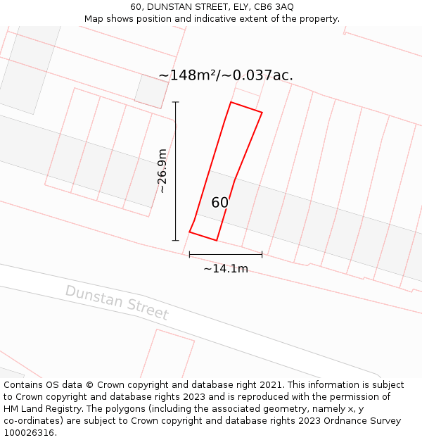 60, DUNSTAN STREET, ELY, CB6 3AQ: Plot and title map