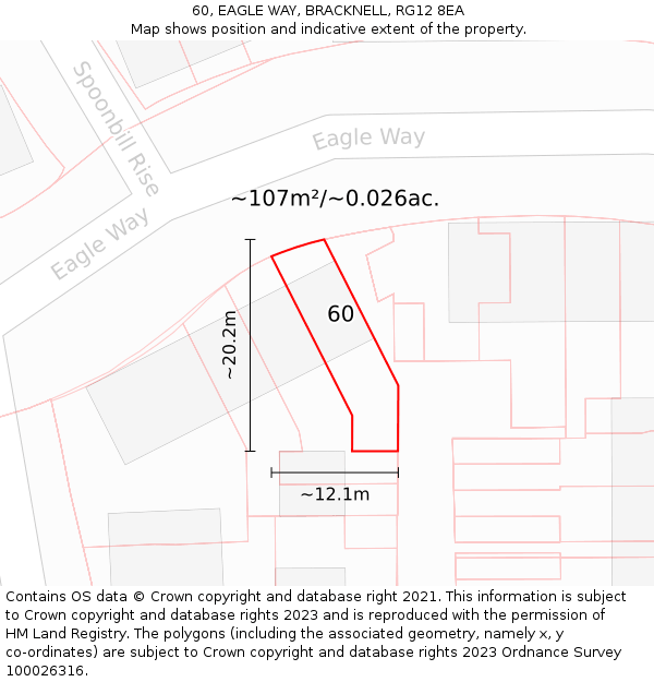 60, EAGLE WAY, BRACKNELL, RG12 8EA: Plot and title map