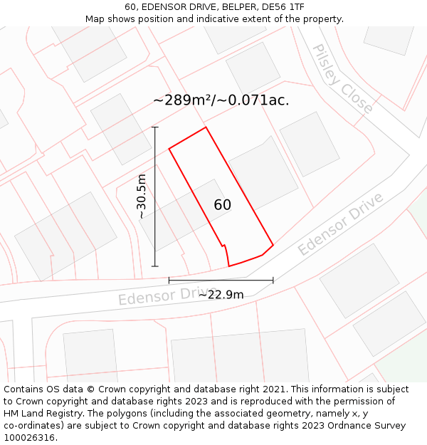60, EDENSOR DRIVE, BELPER, DE56 1TF: Plot and title map