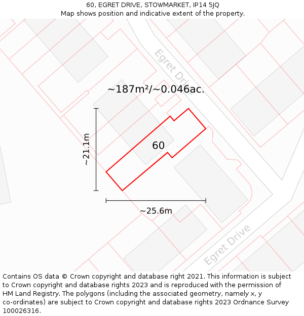60, EGRET DRIVE, STOWMARKET, IP14 5JQ: Plot and title map