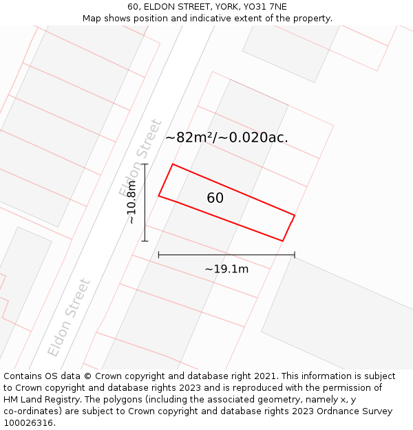 60, ELDON STREET, YORK, YO31 7NE: Plot and title map