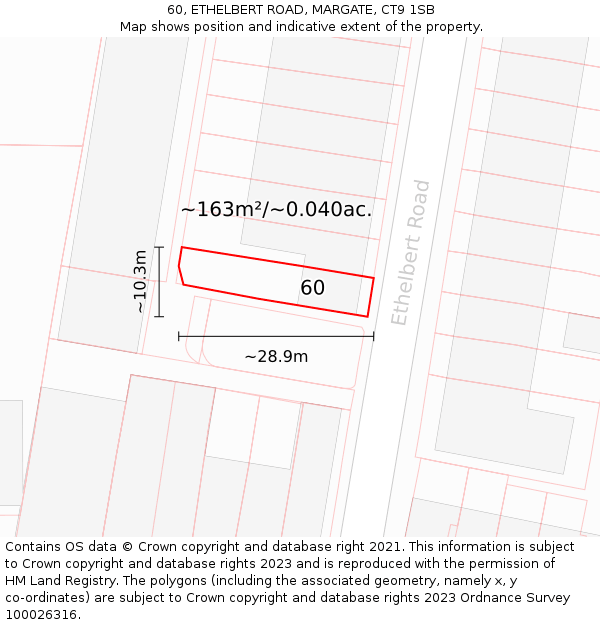 60, ETHELBERT ROAD, MARGATE, CT9 1SB: Plot and title map