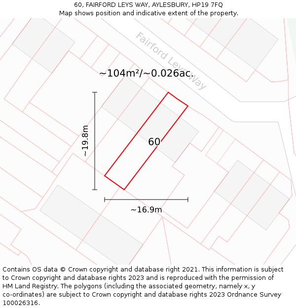 60, FAIRFORD LEYS WAY, AYLESBURY, HP19 7FQ: Plot and title map