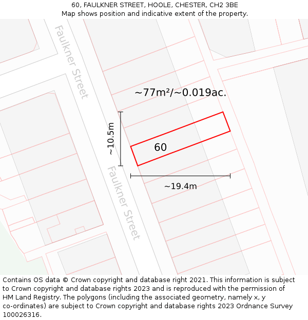 60, FAULKNER STREET, HOOLE, CHESTER, CH2 3BE: Plot and title map