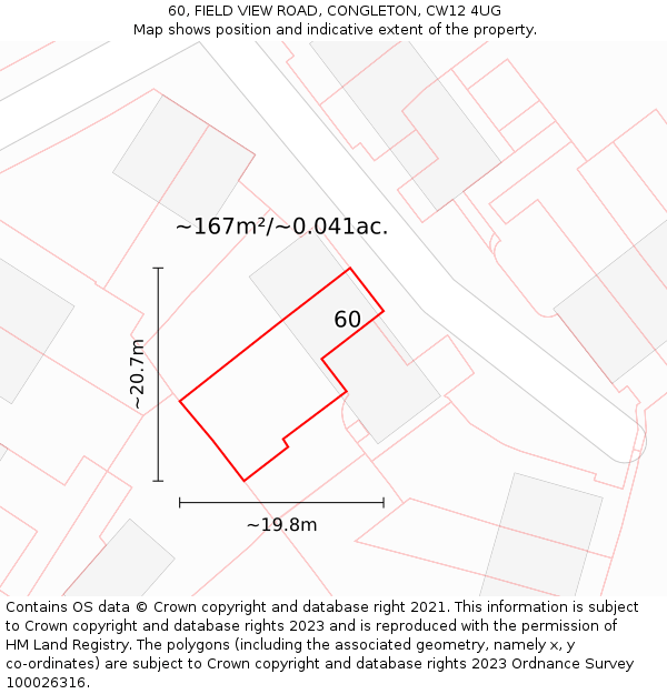 60, FIELD VIEW ROAD, CONGLETON, CW12 4UG: Plot and title map