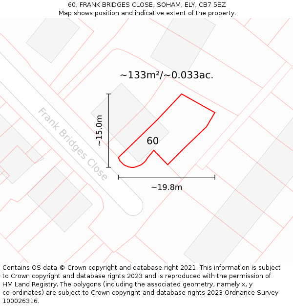 60, FRANK BRIDGES CLOSE, SOHAM, ELY, CB7 5EZ: Plot and title map