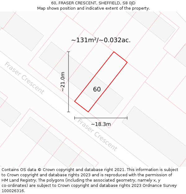 60, FRASER CRESCENT, SHEFFIELD, S8 0JD: Plot and title map