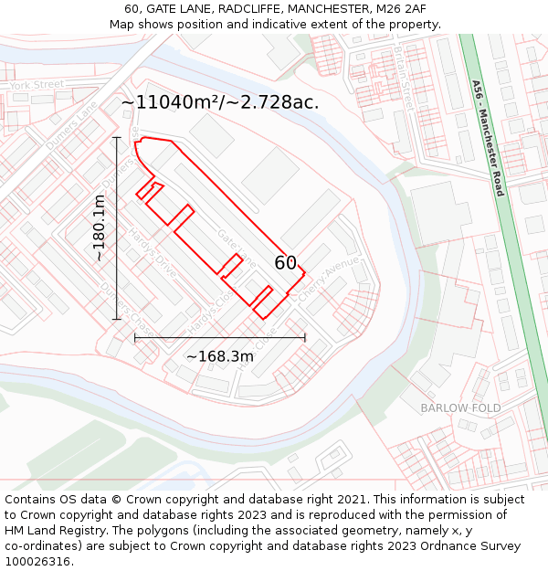 60, GATE LANE, RADCLIFFE, MANCHESTER, M26 2AF: Plot and title map