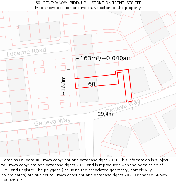 60, GENEVA WAY, BIDDULPH, STOKE-ON-TRENT, ST8 7FE: Plot and title map