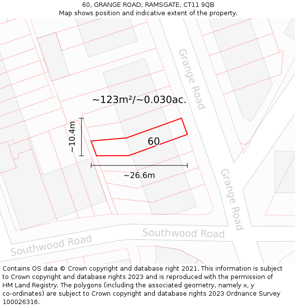 60, GRANGE ROAD, RAMSGATE, CT11 9QB: Plot and title map
