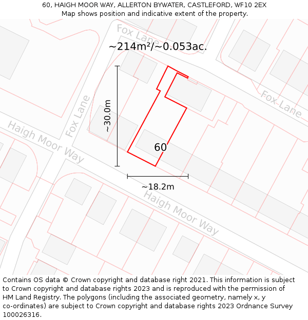 60, HAIGH MOOR WAY, ALLERTON BYWATER, CASTLEFORD, WF10 2EX: Plot and title map