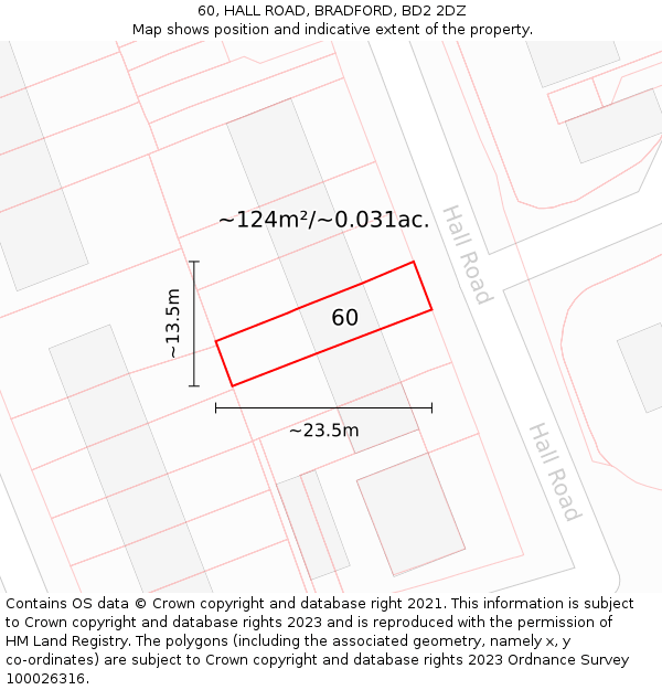 60, HALL ROAD, BRADFORD, BD2 2DZ: Plot and title map