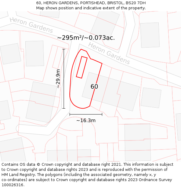 60, HERON GARDENS, PORTISHEAD, BRISTOL, BS20 7DH: Plot and title map