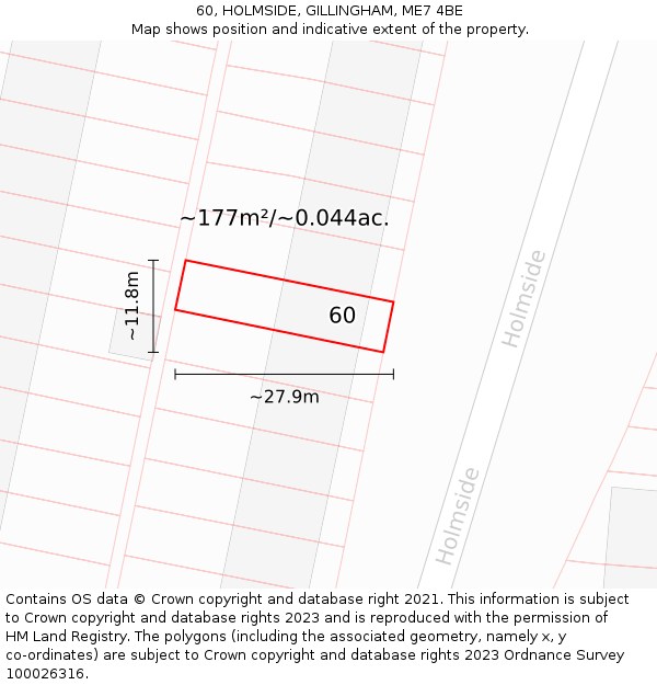 60, HOLMSIDE, GILLINGHAM, ME7 4BE: Plot and title map