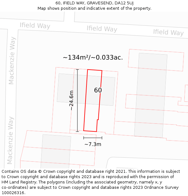 60, IFIELD WAY, GRAVESEND, DA12 5UJ: Plot and title map