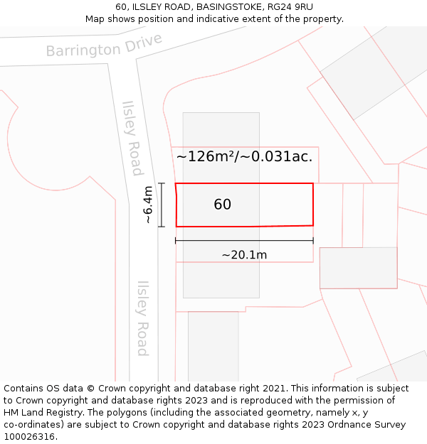 60, ILSLEY ROAD, BASINGSTOKE, RG24 9RU: Plot and title map