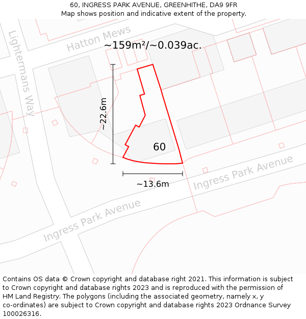 60, INGRESS PARK AVENUE, GREENHITHE, DA9 9FR: Plot and title map
