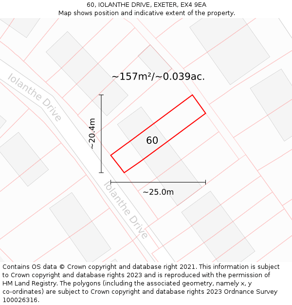 60, IOLANTHE DRIVE, EXETER, EX4 9EA: Plot and title map