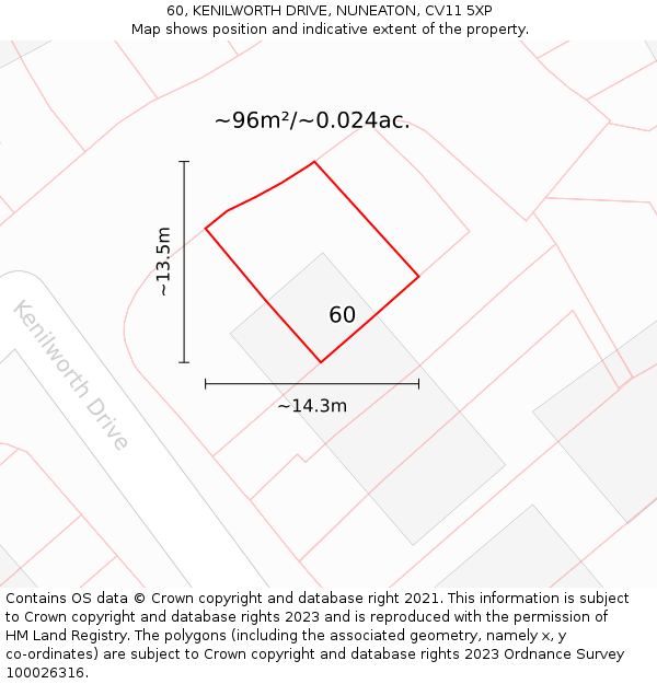 60, KENILWORTH DRIVE, NUNEATON, CV11 5XP: Plot and title map