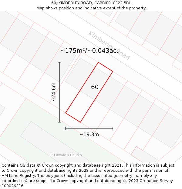 60, KIMBERLEY ROAD, CARDIFF, CF23 5DL: Plot and title map