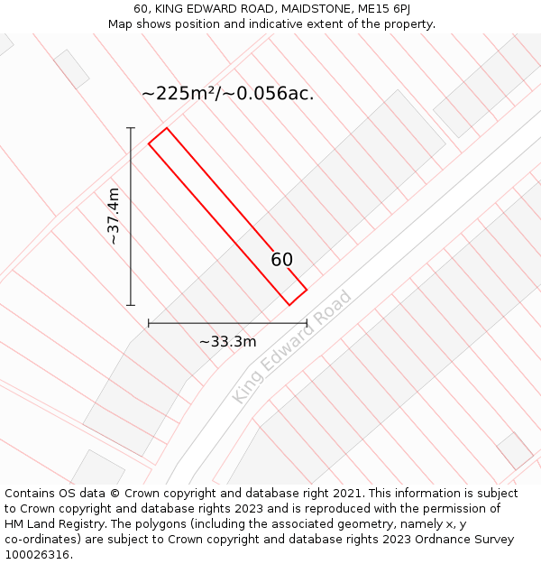 60, KING EDWARD ROAD, MAIDSTONE, ME15 6PJ: Plot and title map
