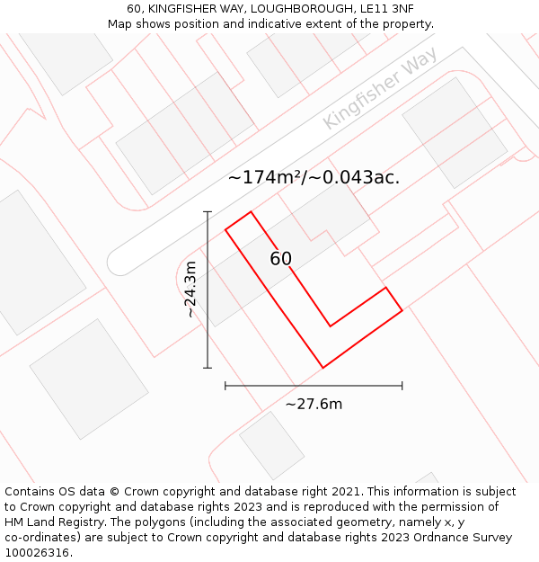 60, KINGFISHER WAY, LOUGHBOROUGH, LE11 3NF: Plot and title map
