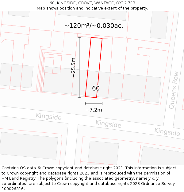 60, KINGSIDE, GROVE, WANTAGE, OX12 7FB: Plot and title map