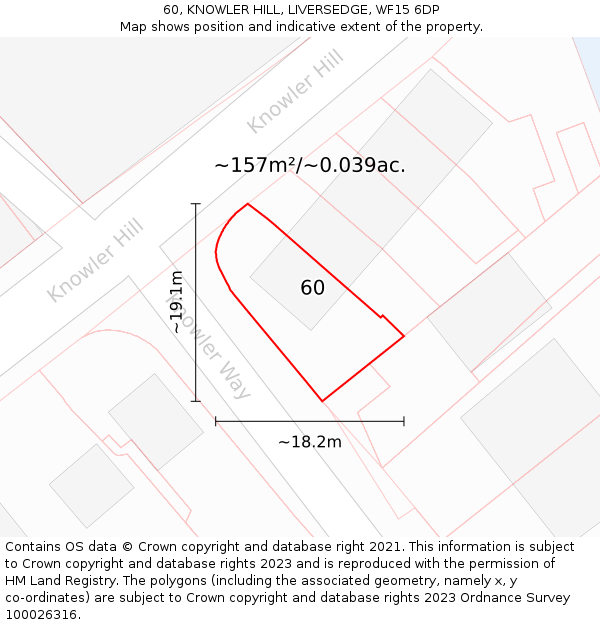 60, KNOWLER HILL, LIVERSEDGE, WF15 6DP: Plot and title map