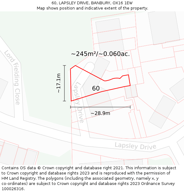 60, LAPSLEY DRIVE, BANBURY, OX16 1EW: Plot and title map
