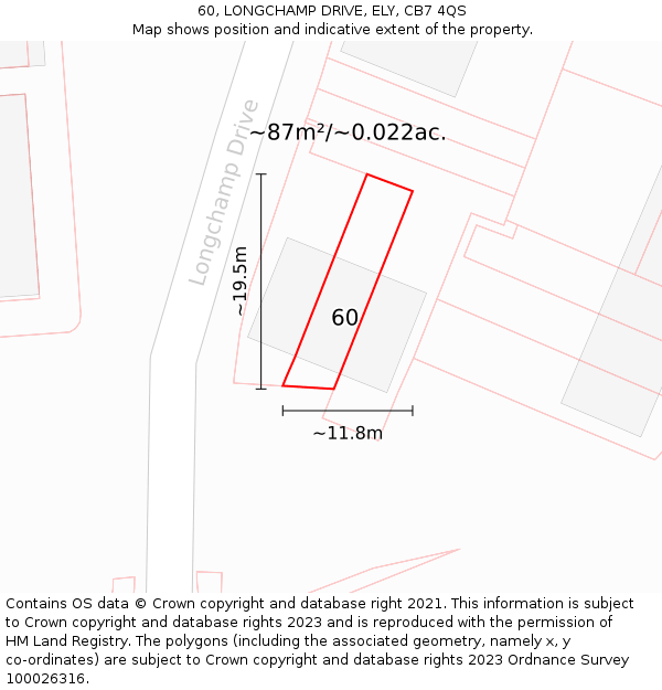 60, LONGCHAMP DRIVE, ELY, CB7 4QS: Plot and title map