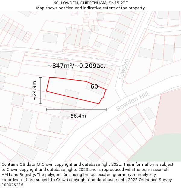 60, LOWDEN, CHIPPENHAM, SN15 2BE: Plot and title map