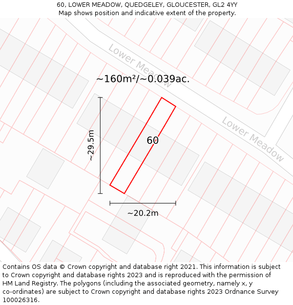 60, LOWER MEADOW, QUEDGELEY, GLOUCESTER, GL2 4YY: Plot and title map