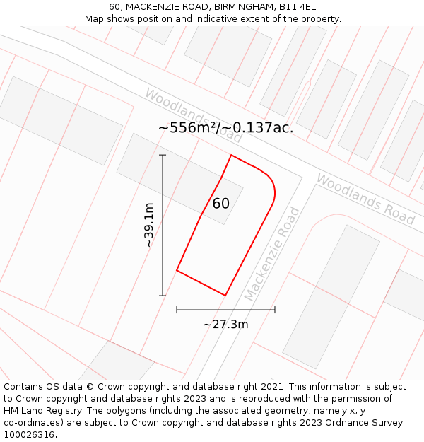 60, MACKENZIE ROAD, BIRMINGHAM, B11 4EL: Plot and title map