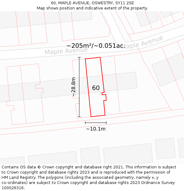 60, MAPLE AVENUE, OSWESTRY, SY11 2SE: Plot and title map