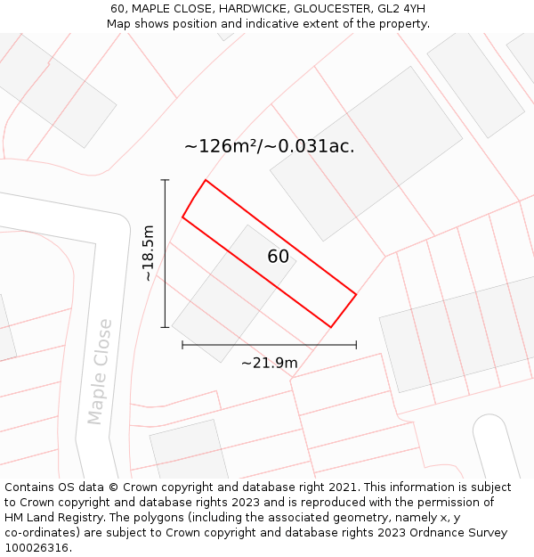 60, MAPLE CLOSE, HARDWICKE, GLOUCESTER, GL2 4YH: Plot and title map