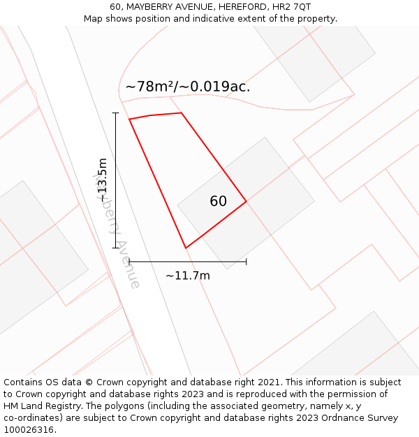 60, MAYBERRY AVENUE, HEREFORD, HR2 7QT: Plot and title map
