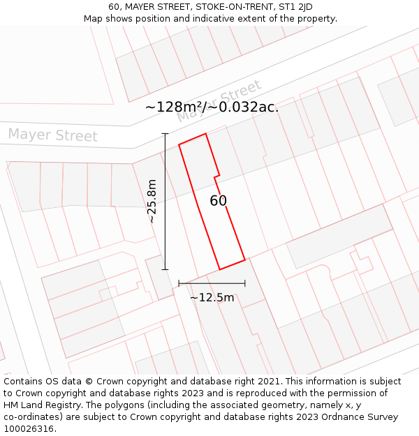 60, MAYER STREET, STOKE-ON-TRENT, ST1 2JD: Plot and title map