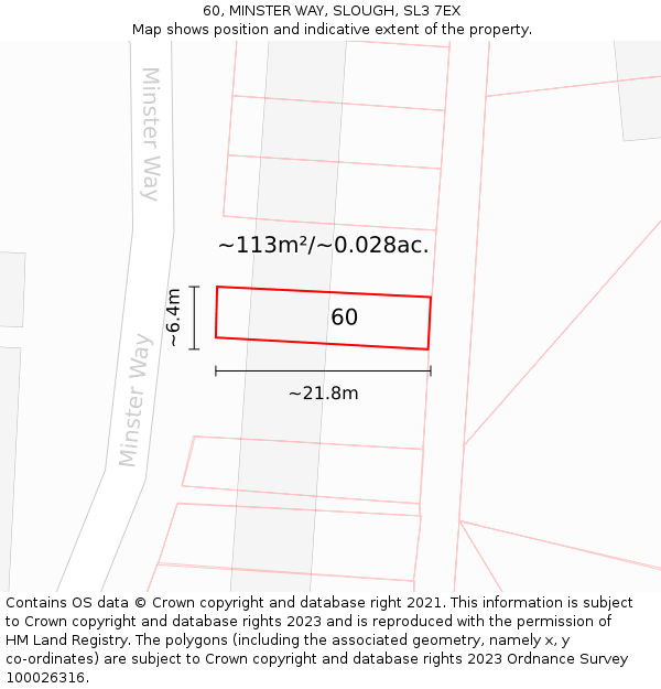 60, MINSTER WAY, SLOUGH, SL3 7EX: Plot and title map