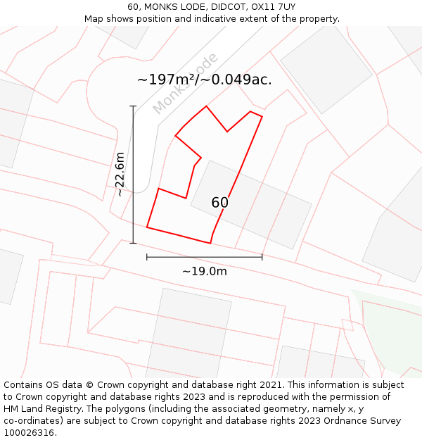 60, MONKS LODE, DIDCOT, OX11 7UY: Plot and title map
