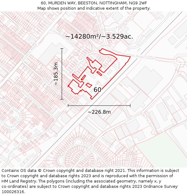 60, MURDEN WAY, BEESTON, NOTTINGHAM, NG9 2WF: Plot and title map