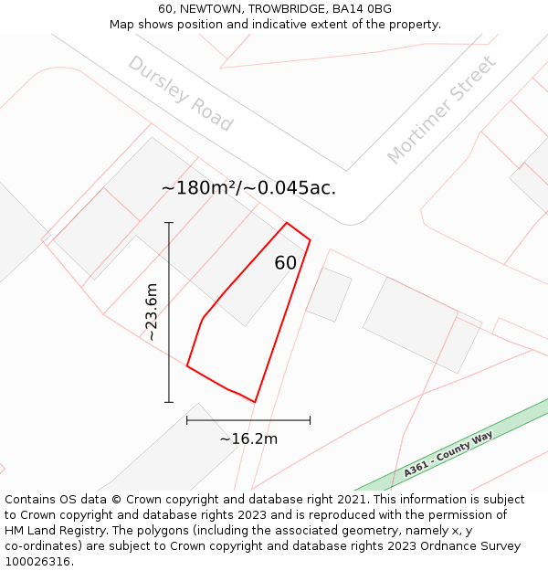 60, NEWTOWN, TROWBRIDGE, BA14 0BG: Plot and title map