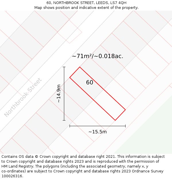 60, NORTHBROOK STREET, LEEDS, LS7 4QH: Plot and title map